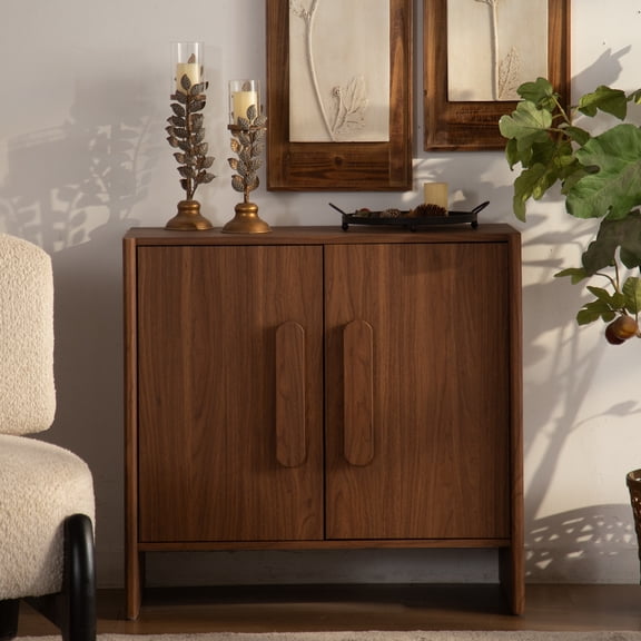 Sideboard Buffet Cabinet with 2 Doors and Adjustable Shelf, MDF Storage Credenza for Entryway, Living Room, Hallway, 31.5 in Wide