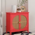 thumbnail image 1 of Sideboard Buffet Cabinet with 2 Rattan Doors, Freestanding Wood Accent Storage Cabinet Console Table, 1 of 8