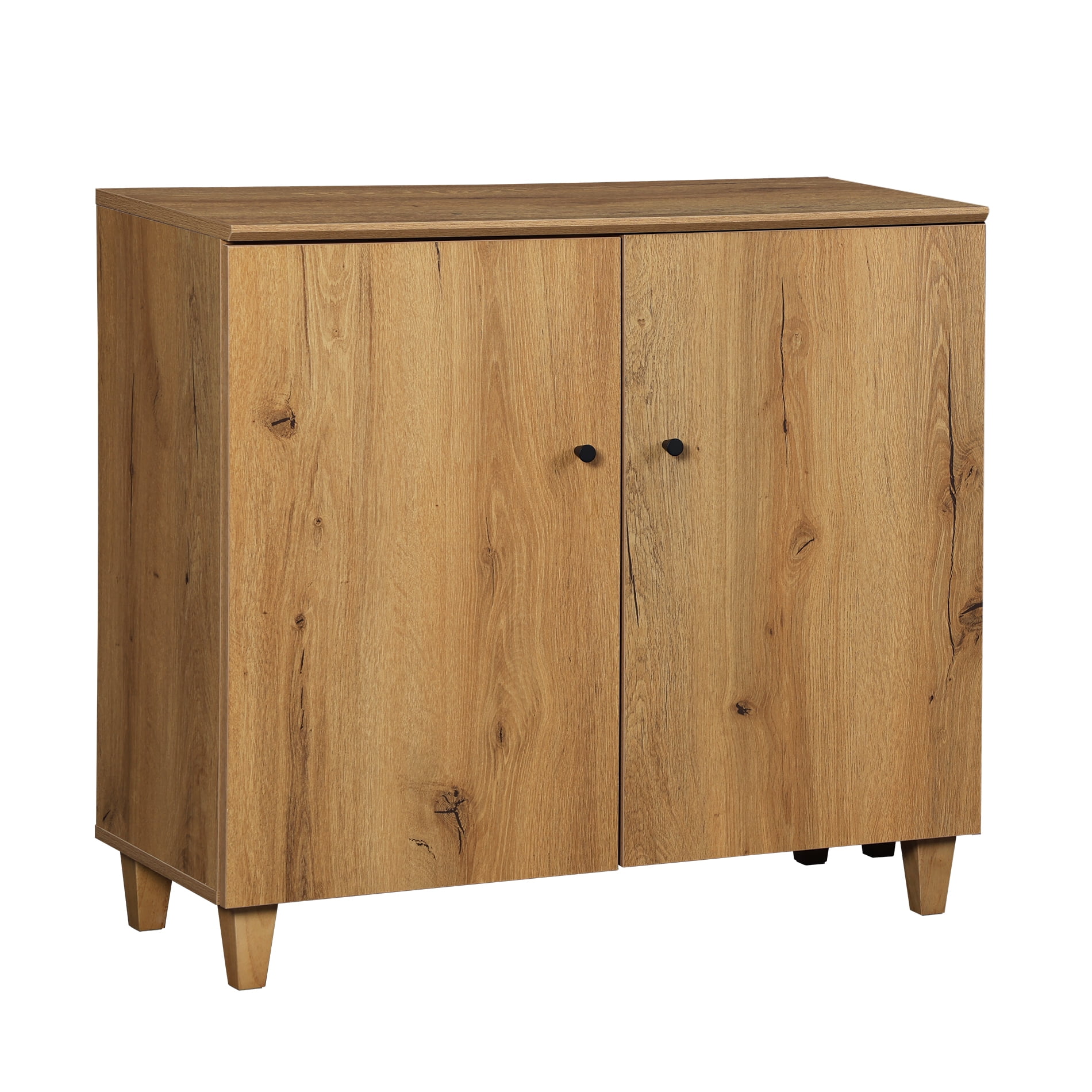 Sideboard Buffet Cabinet with 3 Compartments, 35.4" Wide, Oak Brown Wood Finish