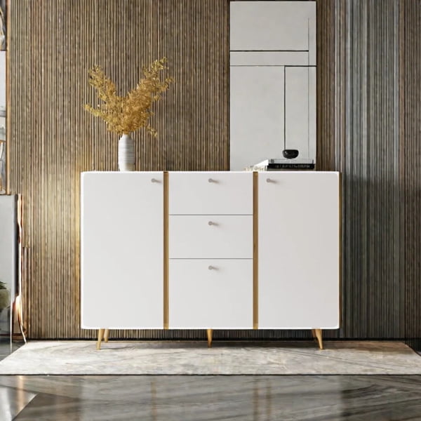 Sideboard Buffet Cabinet with 3 Drawers & 2 Doors,47.24"Buffet Cabinet with Adjustable Shelves for for Living Room Dining Room Hallway,Kitchen