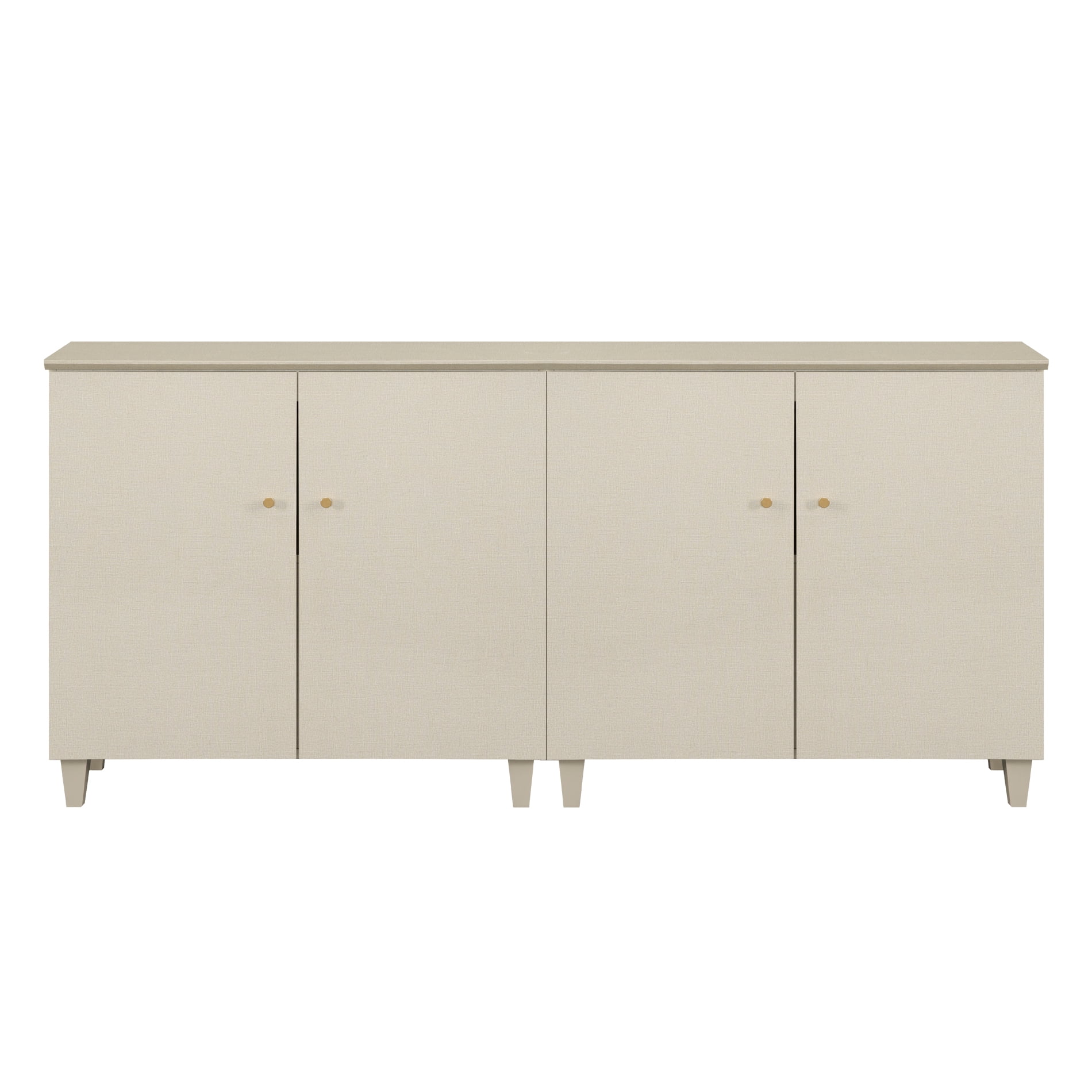Sideboard Buffet Cabinet with 6 Compartments, 71" Wide, Beige Linen Printed Finish