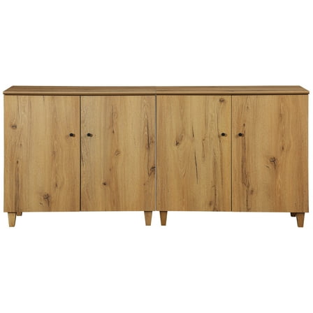 Sideboard Buffet Cabinet with 6 Compartments, 71" Wide, Oak Brown Wood Finish