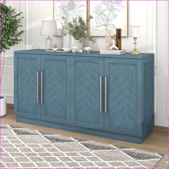 Sideboard Buffet Cabinet with Adjustable Storage | 3 Colors, MDF, Silver Handles | Kitchen/Dining/Living Room