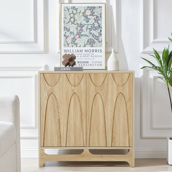 Sideboard Buffet Cabinet with Storage, 31.5” Mid Century Modern Storage Cabinet with Adjustable Shelf and 2 Doors for Dining Room, Living Room,Entry