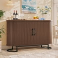 thumbnail image 1 of Sideboard Buffet Cabinet with Storage, 54.3" Fluted Tambour, Adjustable Shelves, Mid Century Modern Console for Living Room Kitchen Walnut, 1 of 16