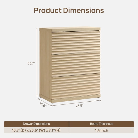 Sideboard Buffet Cabinet with Storage, Modern Credenza with 3 Drawers, Fluted Media Console Mid  Coffee Bar Table for Dining Room Hallway Coastal Oak