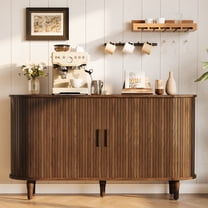 Sideboard Buffet Cabinet with Silding Doors, Accent 55" Storage Cabinet with Adjutable Shelf for Kitchen, Living Room, Walnut Brown
