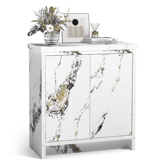 Sideboard Buffet Cabinet with Storage for Kitchen - Wooden Unique Storage Credenza, 2 Doors Modern Furniture for Dining Room, Entryway, Living Room