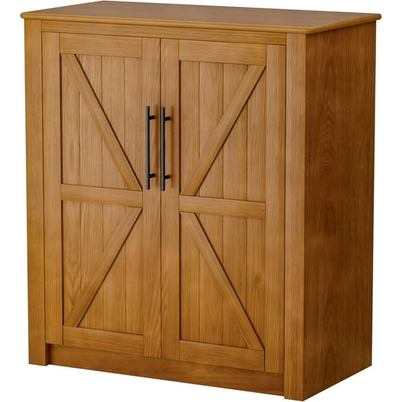 DEGlunavia Sideboard Buffet Cabinet with 2 Doors and Adjustable Shelve, 31.5"W Wood Kitchen Storage for Dining Room, 31.5"x15.8"x34", Brown