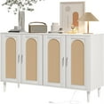 thumbnail image 1 of Sideboard Buffet Rattan Cabinet, Accent Storage Cabinet, Boho Large Kitchen Storage Cabinet with Power Outlet, Adjustable Shelves for Living Room, Hallway, Entryway, 1 of 7
