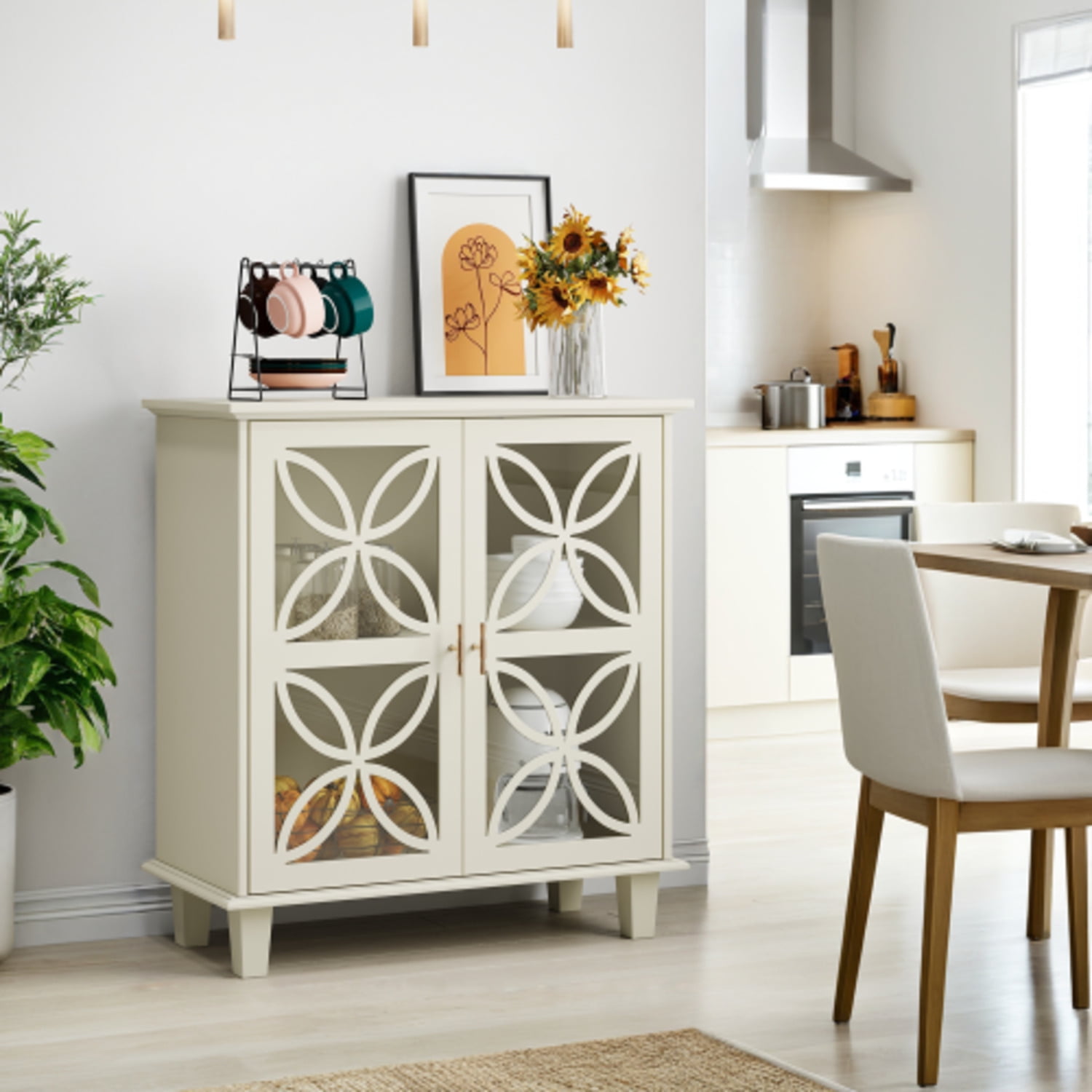Sideboard Buffet Storage Cabinet With Adjustable Shelves Freestanding ...