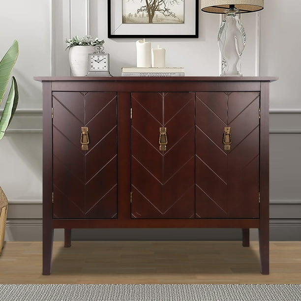Sideboard Buffet Table 37 Farmhouse Console Table Wooden Accent Storage Cabinet with Adjustable Shelf Multifunctional Usage Foyer Table Large Weight Capacity H017 Walmart Business Supplies