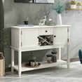 thumbnail image 1 of Sideboard Buffet Table, 45.3'' Farmhouse Console Table, Wooden Hallway Table with Drawers, Cabinet and Wine Rack, Multifunctional Usage Foyer Table, Large Weight Capacity, H020, 1 of 9