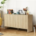 thumbnail image 1 of Sideboard Buffets Cabinet, Modern Accent Storage Cabinet with 4 Fluted Doors and Adjustable Shelves, Wood Credenza Buffet Sideboards, Console Table for Kitchen Dining Living Room Entryway (Natural), 1 of 8