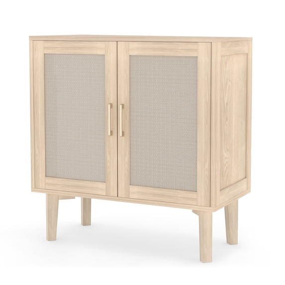 Sideboard Cabinet Accent Cabinet Storage Cabinet With Rattan Decor Doors Buffet Cabinet With Solid Wood Feet Buffet Cabinet With Rattan Decor Doors Solid Wood Feet Multifunctional