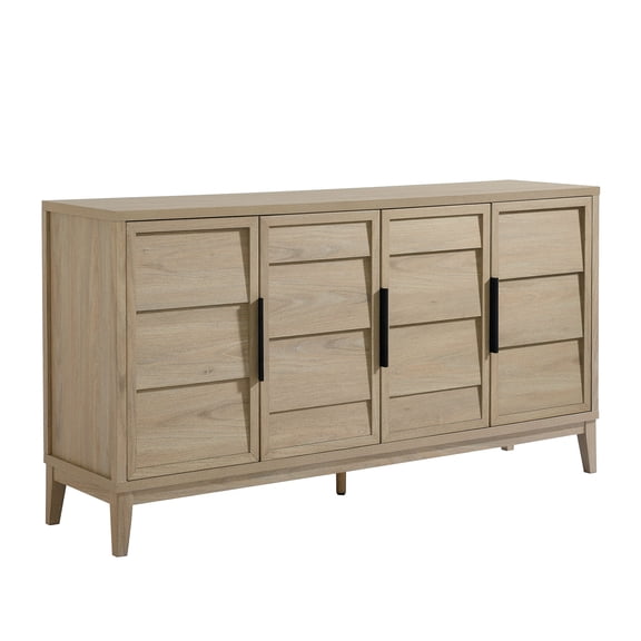 Sideboard Console Table Entry Display Cabinet, Oak Brown, Wood, Living Dining Room Kitchen Cafe Bistro Hospitality Restaurant, Modern Contemporary, HB37458