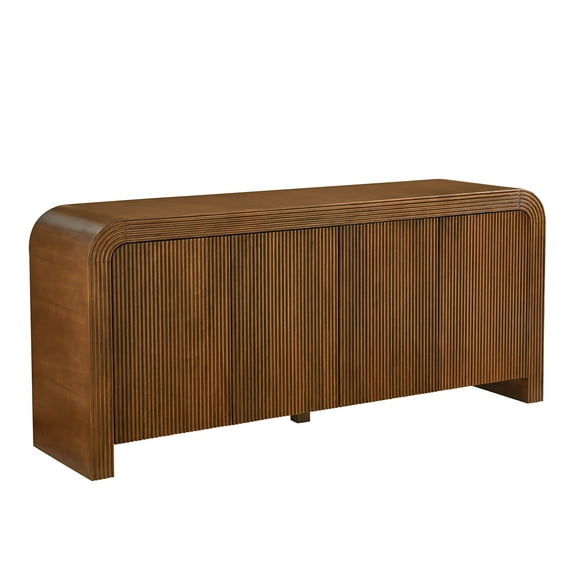 Sideboard Console Table Entry Display Cabinet, Walnut Brown, Wood, Living Dining Room Kitchen Cafe Bistro Hospitality Restaurant, Modern Contemporary, HB37790