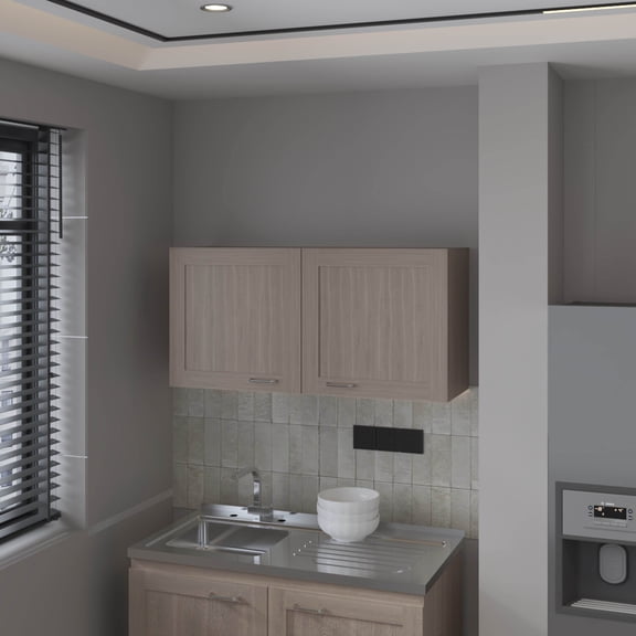 Sideboard For Dining Room Nakya Kitchen Wall Cabinet with 2 Doors, White Oak,Buffet For Dining Room