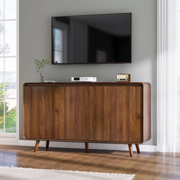 Sideboard with Rounded Corners, Sideboards and Buffets, Elegant Storage for Dining or Living Spaces, 55.3"W x 15.8"D x 31.7"H