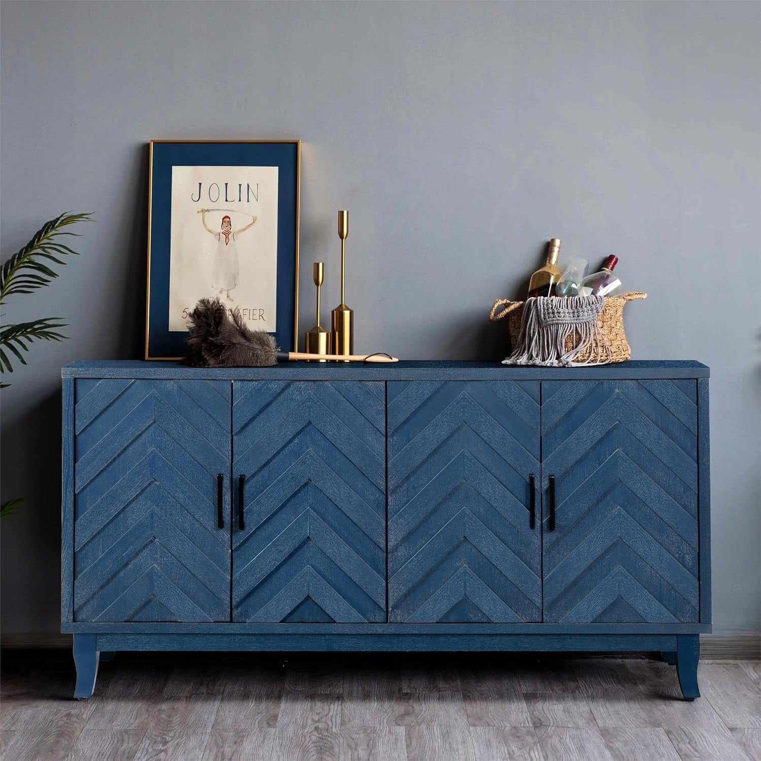 Sideboard Storage Cabinet with 4 Doors Adjustable Shelf Freestanding ...
