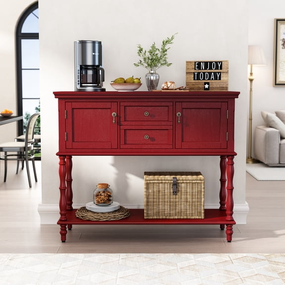 Sideboard Storage Dining Buffet Cabinet Console Table with Shelf&Drawers Red