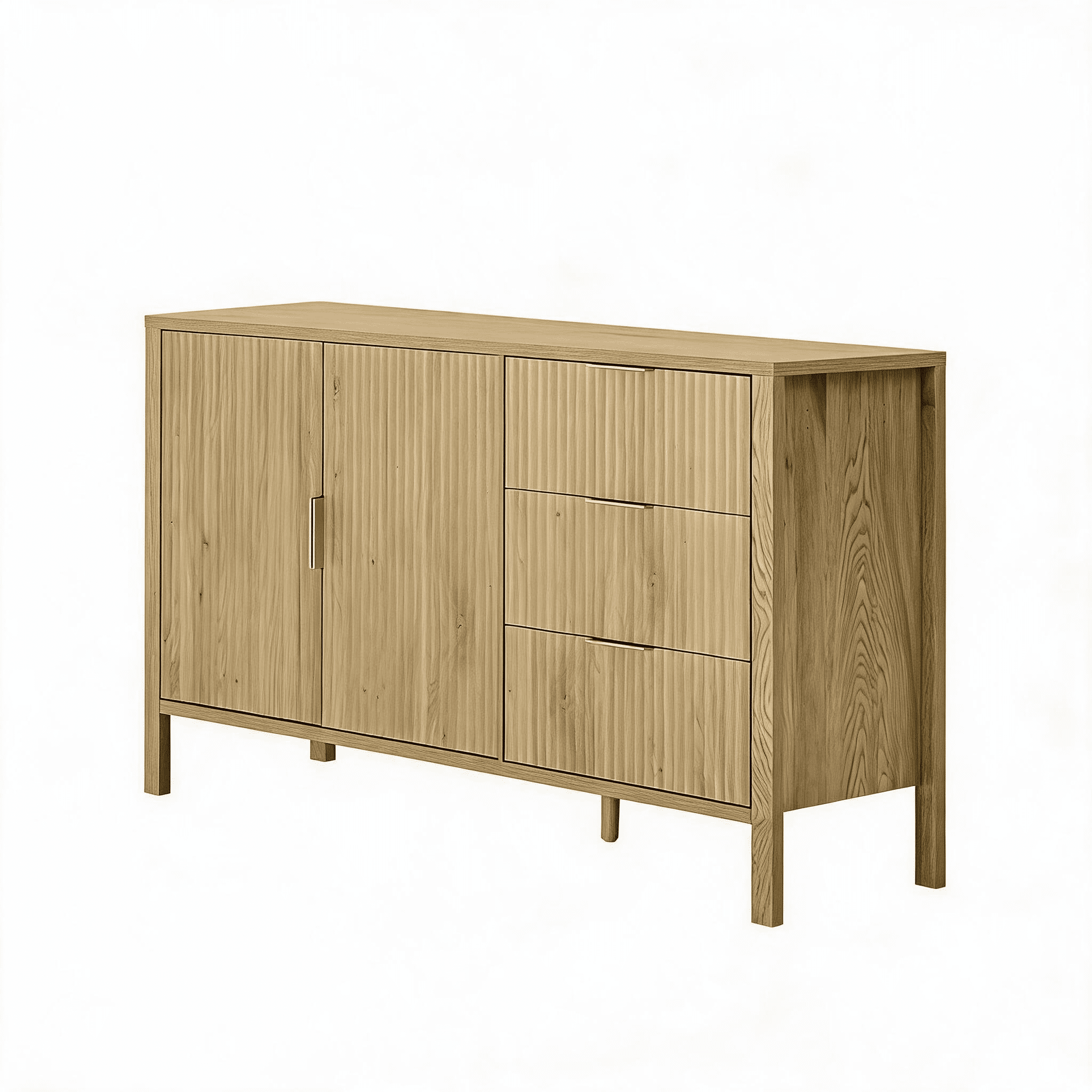 Sideboard with 3 Drawers, Large Storage Buffet Cabinet with Hooks and Extra Center Leg, Suitable for Living Room, Entryway, Hallway