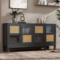 thumbnail image 1 of Antique Dark Grey Sideboard with Rattan Doors - Adds Elegance to Dining Areas, 1 of 7