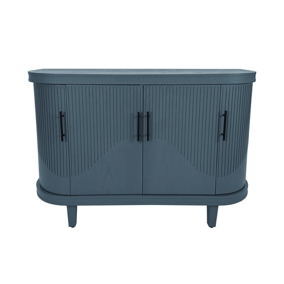 Sideboard47.2" Modern Storage Cabinet With Adjustable Shelves 4 Doors Corner Curved Design Sideboard Cabinet For Hallway