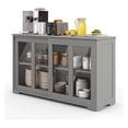 thumbnail image 1 of Sideboards Buffet Cabinet, Sliding Tempered Glass Door Coffee Bar, Console Table with Adjustable Shelf, Credenzas for Living Room, Stackable Kitchen Cupboard for Dining Room (Grey), 1 of 1