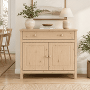 Pine Wood Sideboard & Buffet 43.89" Wide with 2 Doors and 1 Drawer Unfinished - From the Tree Furniture
