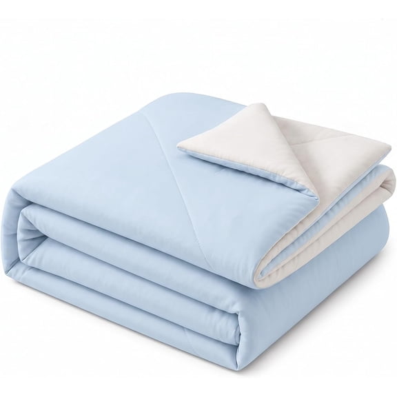 -Sided Cooling Comforter, , Blue/White | Q-Max 0.5 Chill Nylon Lyocell, Lightweight -Based Sorona Fill, For Hot Sleepers, Summer Bedding for AC Room