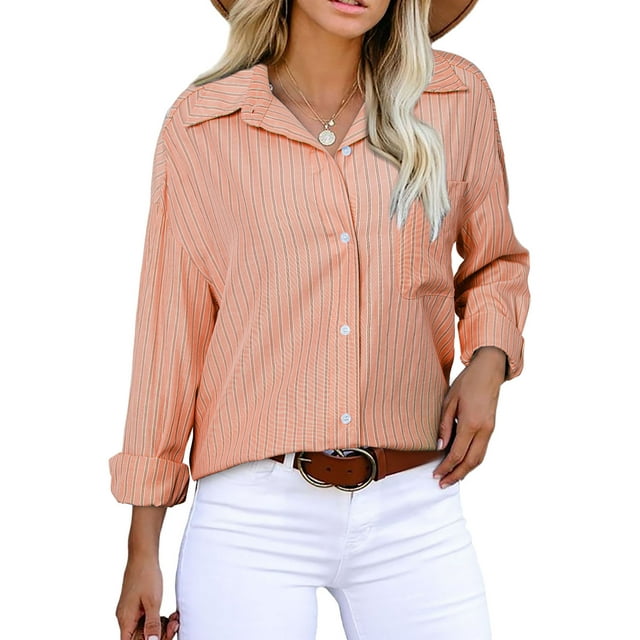 Sidefeel Blouses for Women Oversized Boyfriend Button Down Shirts