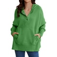 thumbnail image 1 of Sidefeel Women Button V Neck Hoodies Casual Oversized Pullover Sweatshirt Henley Hooded Tops with Pockets S-2XL, 1 of 11