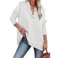 thumbnail image 1 of Sidefeel Women Hoodies Pullover Long Sleeve Button Up Ribbed Pullover Shirts with Pockets, 1 of 9