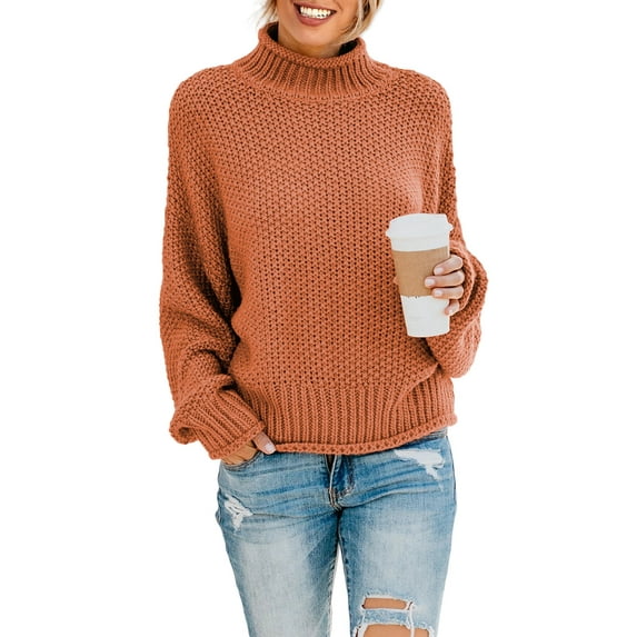 Sidefeel Women's Chunky Knit Long Sleeve Pullover Shirts Sweater Loose Casual Lounge Tops L 12-14