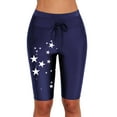 thumbnail image 1 of Sidefeel Womens High Waisted Swim Shorts Stars Printed Long Bike Bottoms Tummy Control Swimsuit Long Board Shorts, 1 of 6