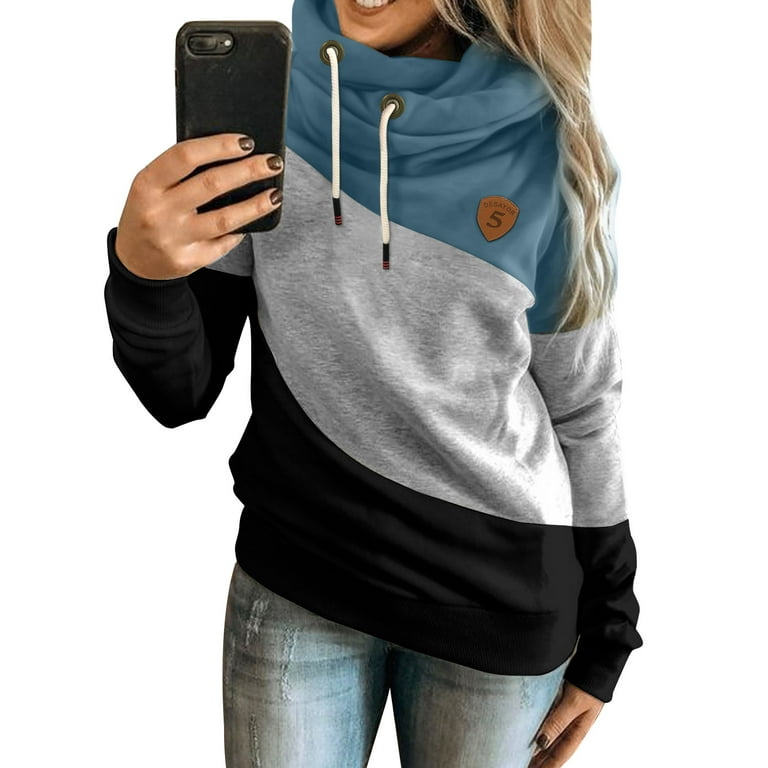Plus size cowl neck hoodie sales