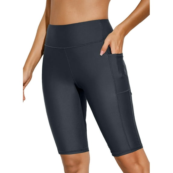 Sidefeel Womens Tummy Control Swimwear Bottoms Beach Swim Shorts Built-in Brief Gray S