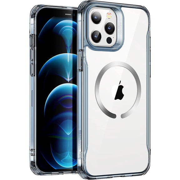 Sidekick Hybrid Case Compatible with iPhone 12 Pro Max Case (2020), with HaloLock Magnetic Wireless Charging, Scratch Resistant Back, Grippy Protective Frame, Clear
