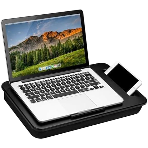 Sidekick Lap Desk with Device Ledge and Phone Holder - Black - Fits up to 15.6 Inch Laptops - Style No. 44218