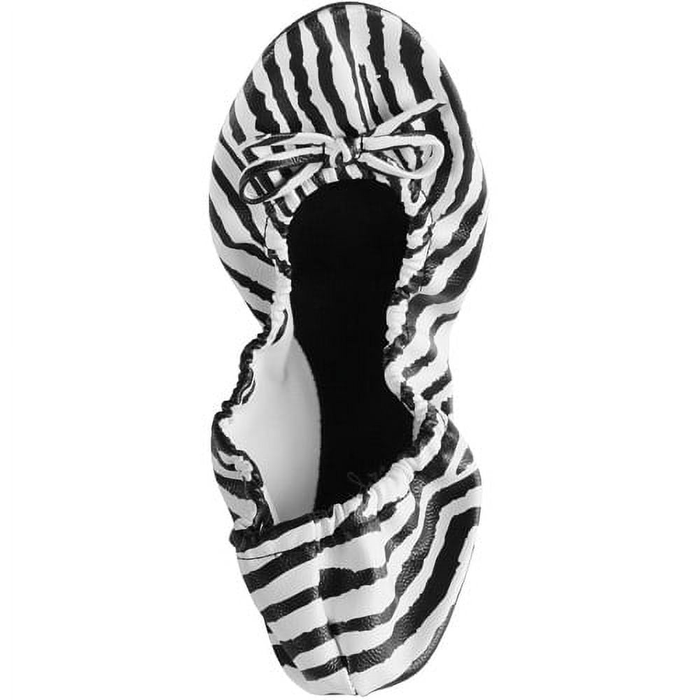 Sidekicks Womens Zebra Print Foldable Ballet Flats