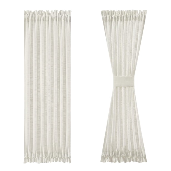 Sidelight Curtains Linen 25"W x 40"L (Pack of 2) Front Door Entry Foyer Use