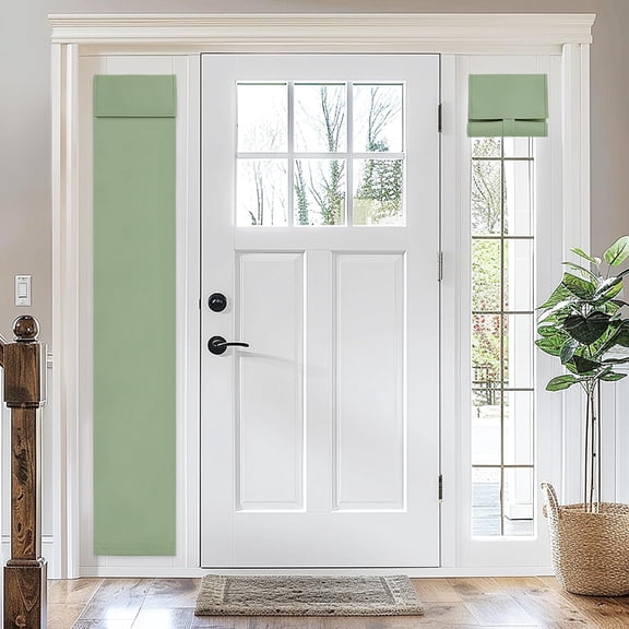 Sidelight Door Curtains for Front Door - Privacy Thermal Insulated Tie Up Shades, French Window Covering for Glass/Patio, 1 Panel, W12 x L70, Sage Green