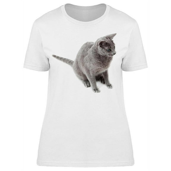 Sideview Russian Blue Cat T-Shirt Women -Image by Shutterstock, Female x-Large