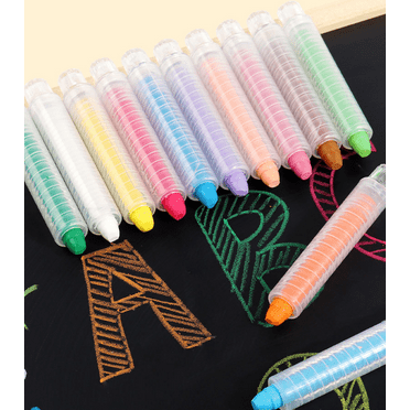Sidewalk Chalk - 12 Color Dust-Free & Washable Chalk Set with Holder | Outdoor Drawing, Writing & Party Favors