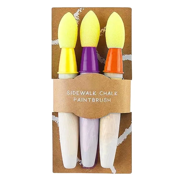 Sidewalk Chalk Paint Brush Set 3 Pieces For Easy To Clean Artistic Expression Outdoors