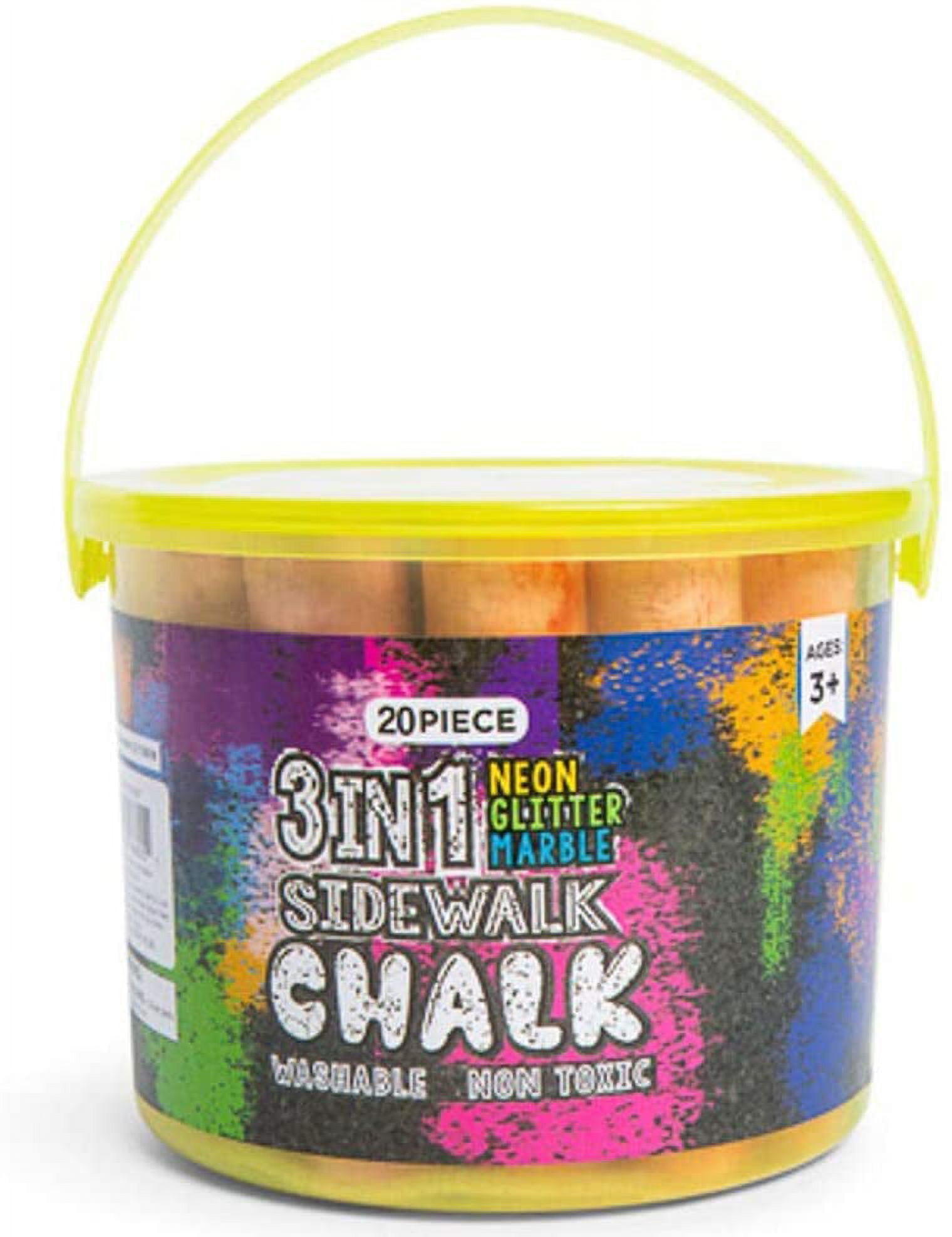Sidewalk Chalk Set Neon Glitter Marble (20 Pk) with Bucket kids