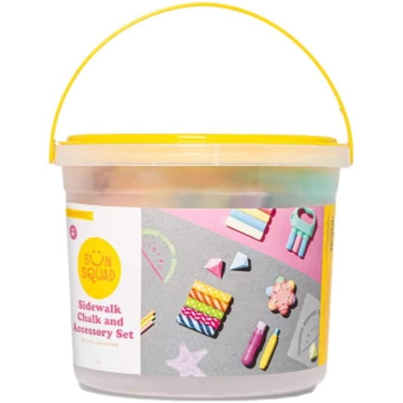 Tech2go Sidewalk Chalk and Accesosry Bucket Set 40pc, Non Toxic and Washable - Sun Squad, Multicolor