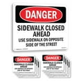 thumbnail image 1 of Sidewalk Closed Ahead Use Sidewalk On Opposite OSHA Danger Rigid Plastic Sign 24 Inch x 18 Inch - 10 Pack, 1 of 8