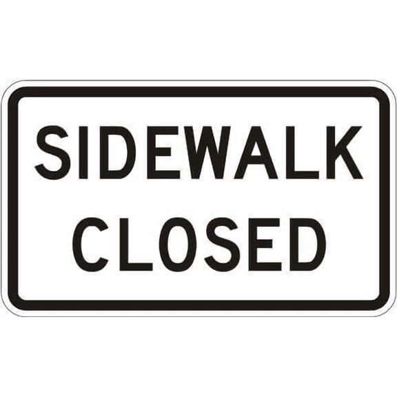 Sidewalk Closed Regulatory Traffic Metal Tin Sign, Safety Warning Plaque For Home Office Work, Pedestrian Path Closure Sign, 8x12 Inch